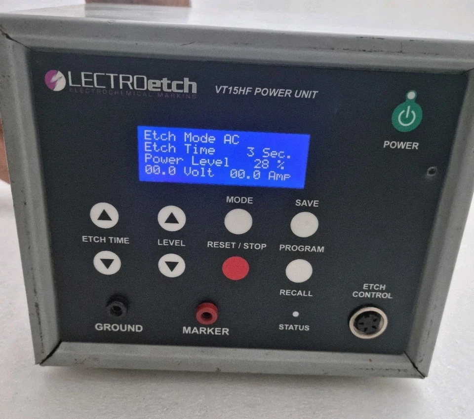 LECTROetch VT15HF Electrochemical Metal Marking Etching Power Unit Made-USA Used